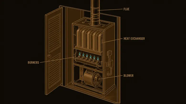 Illustration: Inside a gas furnace