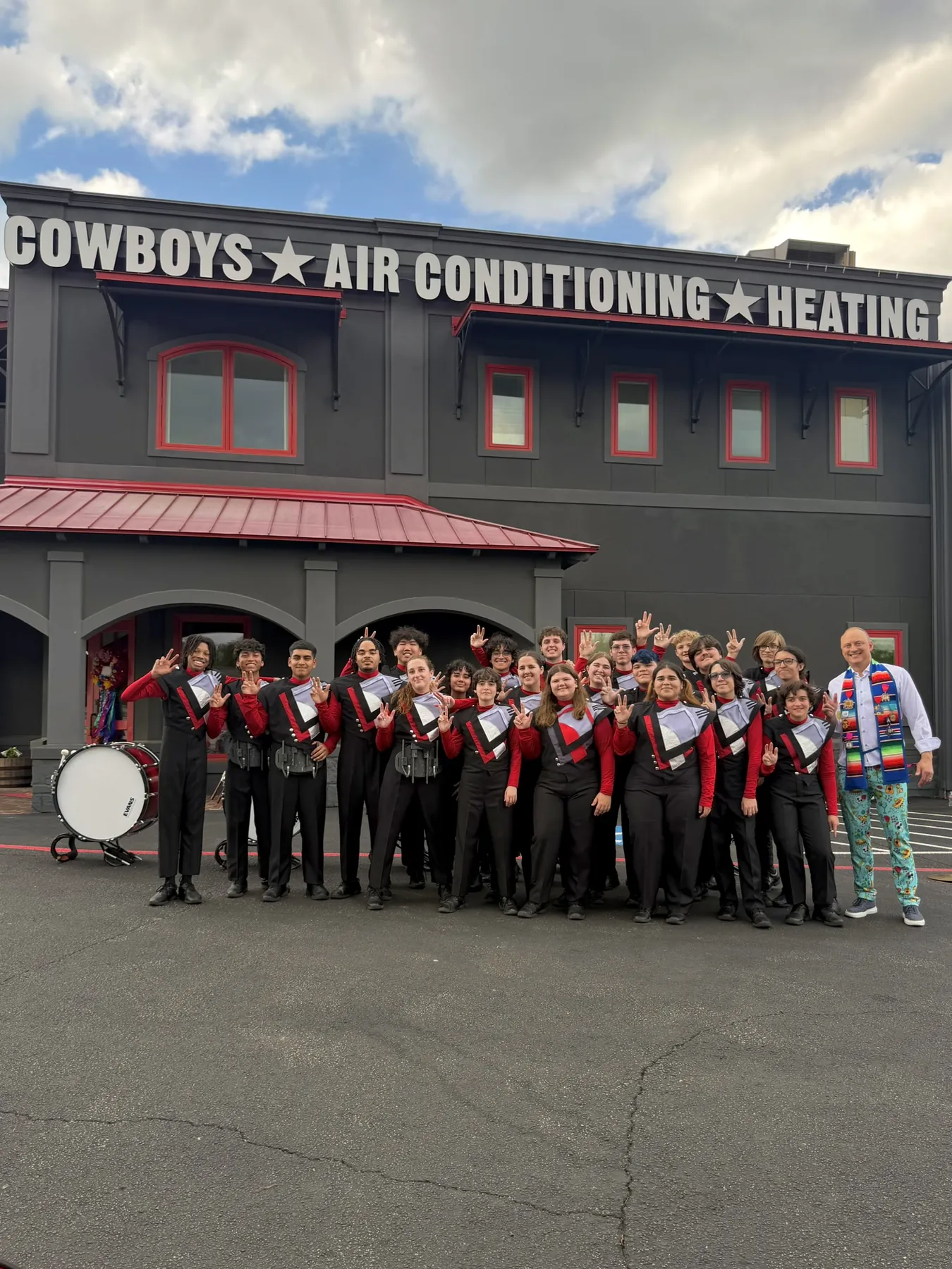 A hometown marching band at the Blanco Road shop