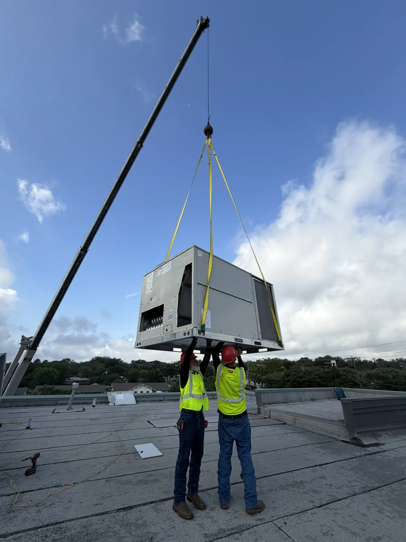 Rooftop unit, set by crane